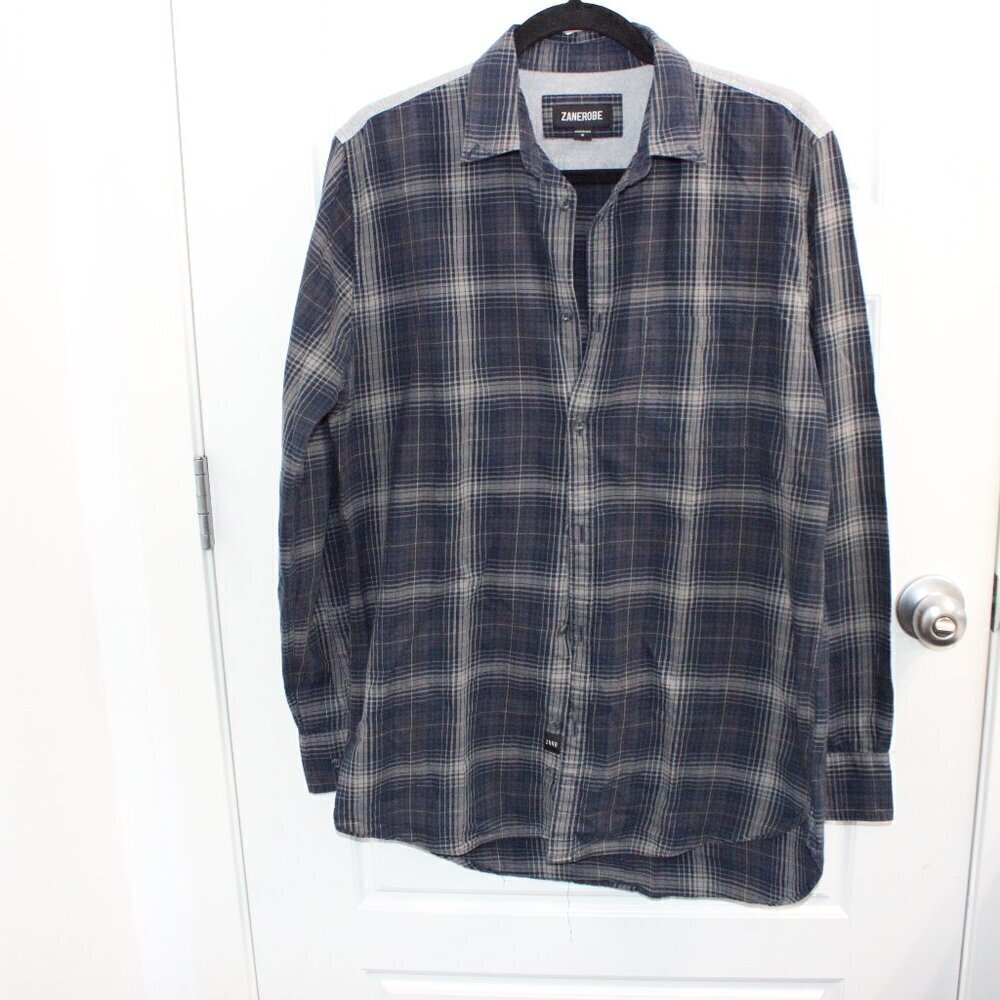 Zanerobe‎ Casual Button Down Long Sleeve Shirt Plaid Size Medium Blue